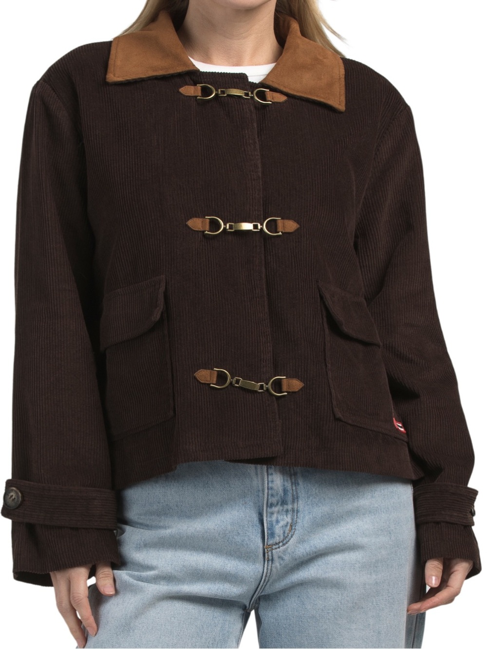 Hunter Women's Brown Corduroy Cropped Toggle Jacket